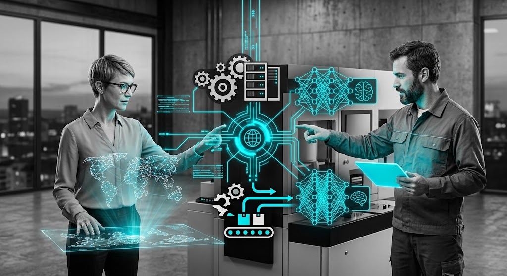 Leuchtende Datenverbindung zwischen technischen Systemkomponenten